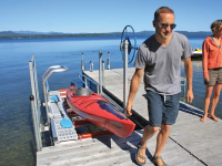 Non-marring Stoltz rollers for easy transport of your kayak or craft on and off the lift