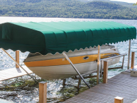 Hydraulic boat lift with Sunbrella canopy